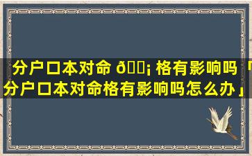 分户口本对命 🐡 格有影响吗「分户口本对命格有影响吗怎么办」